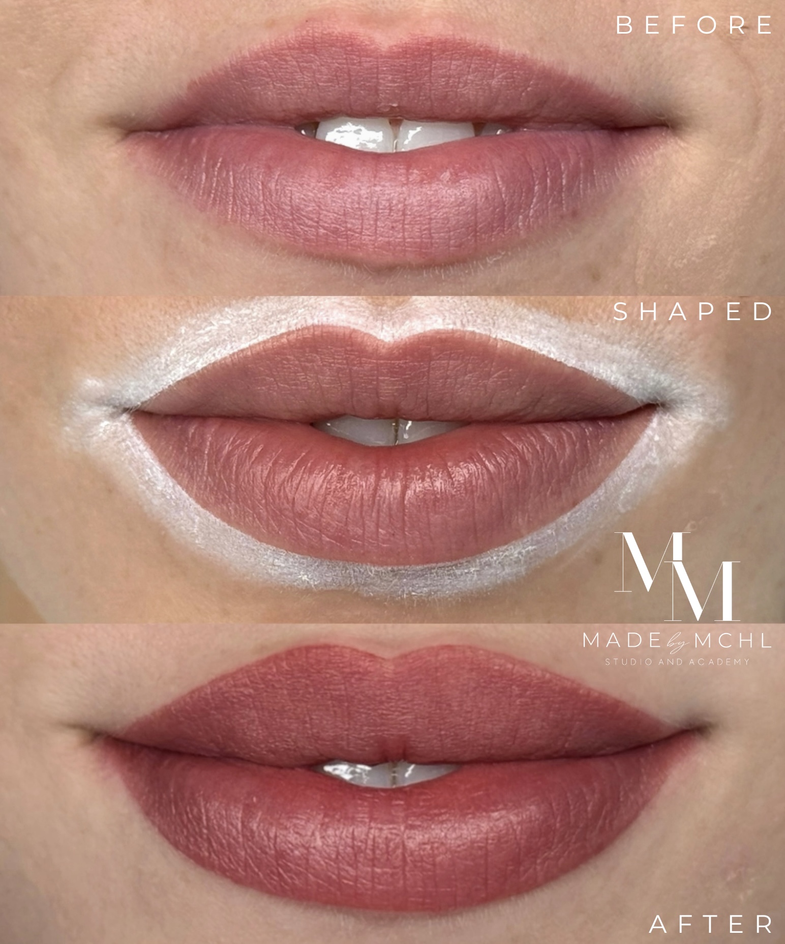 Lip blush refresh before, shaping and richer healed colour